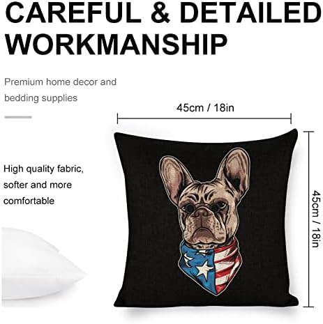JOJOART French Bulldog USA Flag Throw Pillow Covers Set of 2