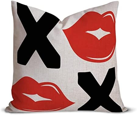 BESTORLOVE Red Lips XOXO Pillowcase 20x20in 1