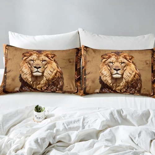 Castle Fairy Lion Bed Sheet Set Twin Size 3D Wildlife