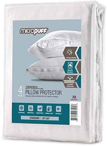 Micropuft Pillow Protectors with Zipper - 4 Pack 20x26 1