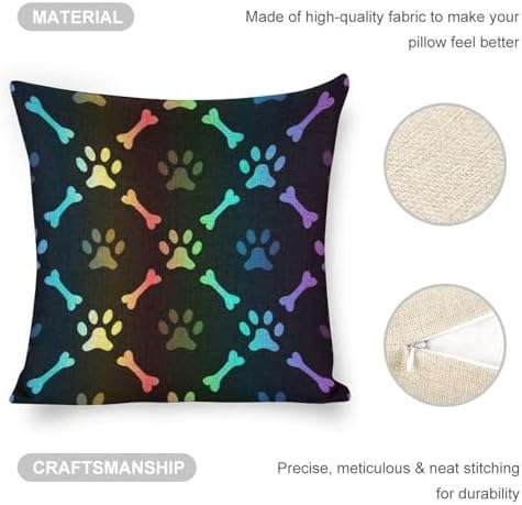 JOJOART Paw Print Bone Throw Pillow Covers Set of 2