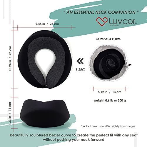 Luvcor Premium Memory Foam Neck Pillow Bundle - Stealth Black