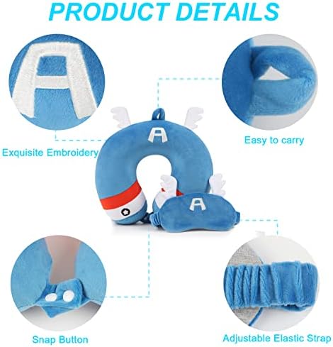 ETOILESEA Superhero Travel Pillow with Eye Mask