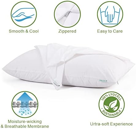 2 Pack Waterproof Pillow Protectors - Cooling Lyocell Pillow Covers
