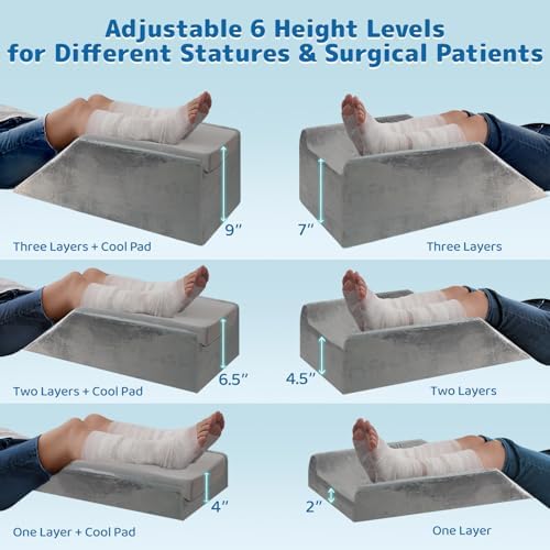 LOFE Adjustable Leg Elevation Pillow 6 Heights with Cooling Cover