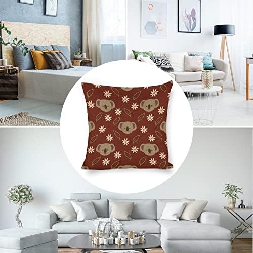 Flower Koala Face Linen Throw Pillow Covers Set of 2