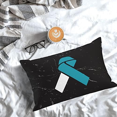 ByoBLu White Teal Awareness Ribbon Pillow Cover 14x20