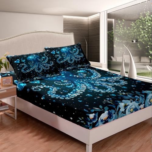 Castle Fairy Octopus Bed Sheet Set Twin Size with 1 Pillowcase