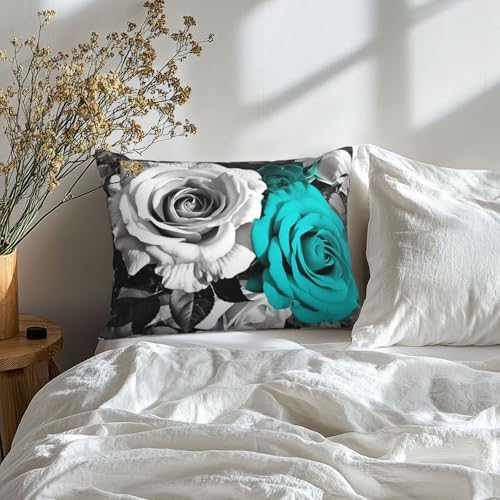 Rose Flowers Pillow Cases Set of 2 - Microfiber Travel Pillowcase with Hidden Zipper