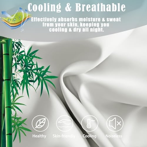 Cooling Bamboo Rayon Pillowcases 2 Pack 20x26 inch Ivory White