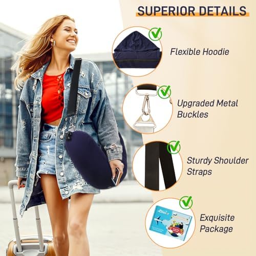 EZ4UVOY Stuffable Hood Pillow with Zipper for Travel