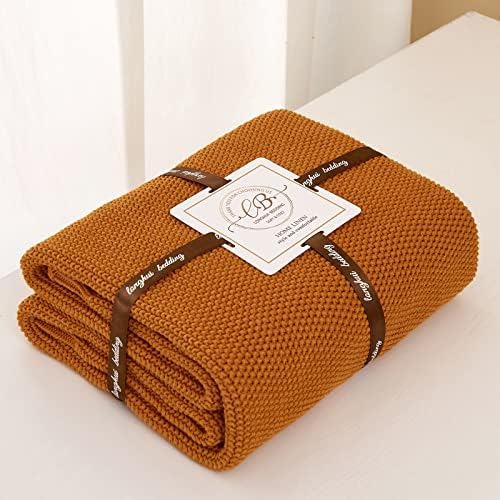 Longhui Bedding Burnt Orange Cotton Throw Blanket