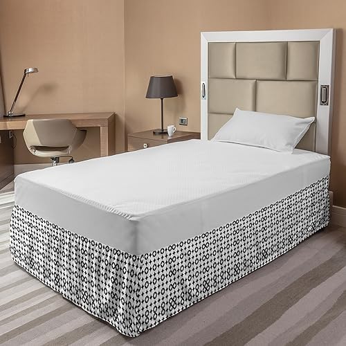 Ambesonne Mosaic Elastic Bed Skirt Twin XL Black White