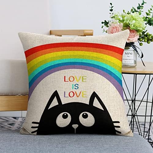 JOJOART Rainbow Funny Cat Pillow Covers Set of 2
