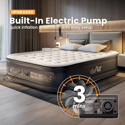 Dr Air Queen Air Mattress with Built-in Pump and Carry Bag