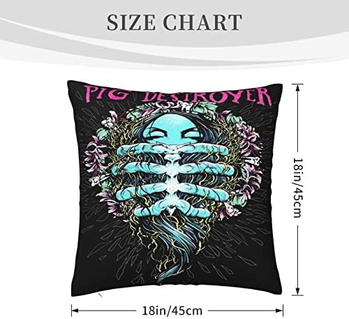 AMIOUDR Throw Pillow Covers Pig Singer Destroyer Band 18x18 Square Pillowcase