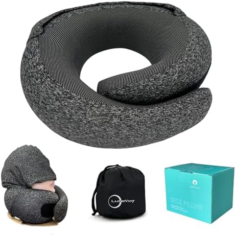 LuxeVoy 2025 Travel Neck Pillow Set - Matt Black