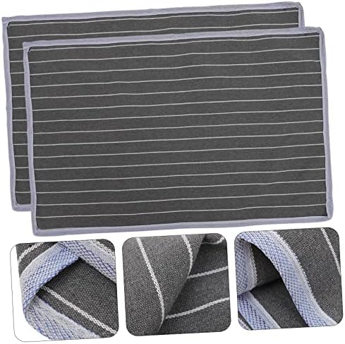 GRIRIW 2pcs Sweat Absorbing Pillow Towel with Skid Design Gray Stripe