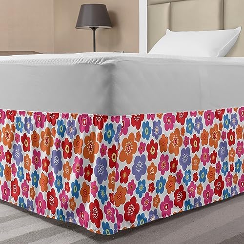 Ambesonne Colorful Floral Bedskirt TwinTwin XL