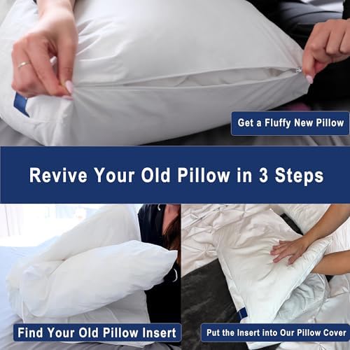 ACCURATEX Fluffy Pillow Cover 100 Cotton with Down Alternative