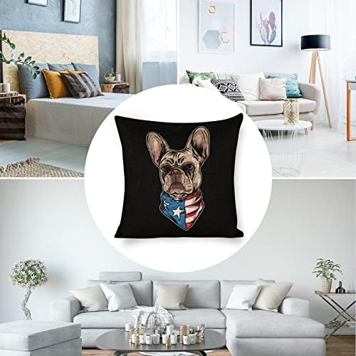 JOJOART French Bulldog USA Flag Throw Pillow Covers Set of 2