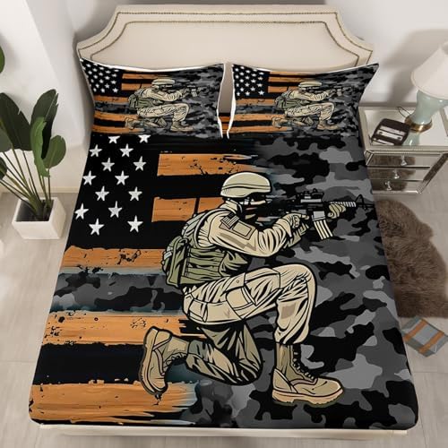 Manfei War Theme Queen Fitted Sheet Set