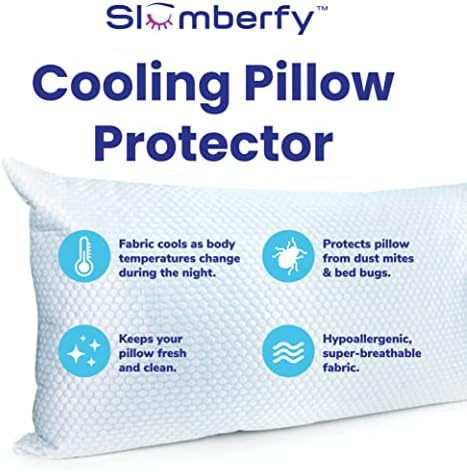 Slumberfy Cooling Waterproof Pillow Protector - Noiseless Zippered 20x26 in