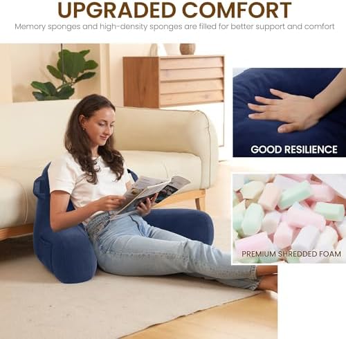 Unisakey Portable Comfy Reading Pillow with Arms and 3 Pockets