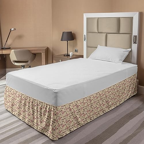 Ambesonne Floral Elastic Bed Skirt for TwinTwin XL