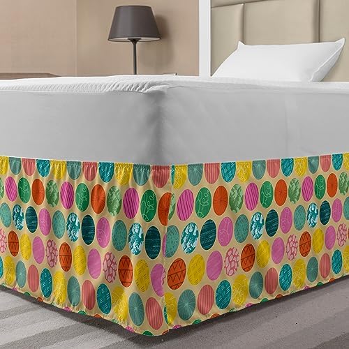 Ambesonne Abstract Bedskirt with Colorful Circles Design