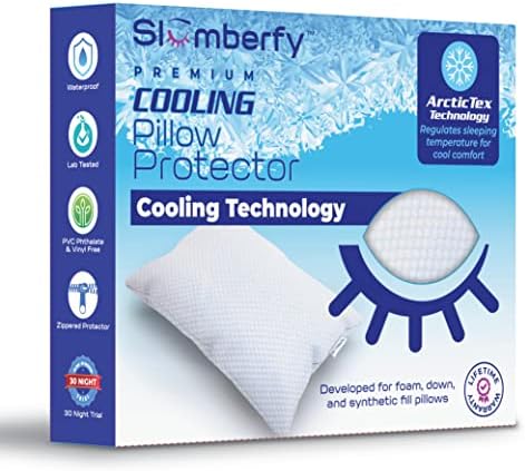 Slumberfy Cooling Waterproof Pillow Protector - Noiseless Zippered 20x26 in