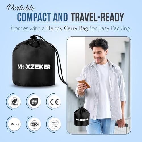 Maxzeker Memory Foam Travel Pillow for Flights and Car Rides