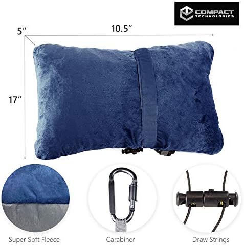 CT Compact Travel Pillow with Memory Foam and Fleece - Blue
