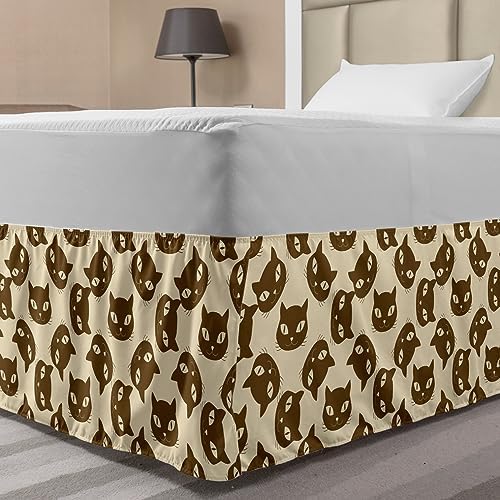 Ambesonne Kitten Bedskirt with Artwork Twin XL Champagne Chocolate