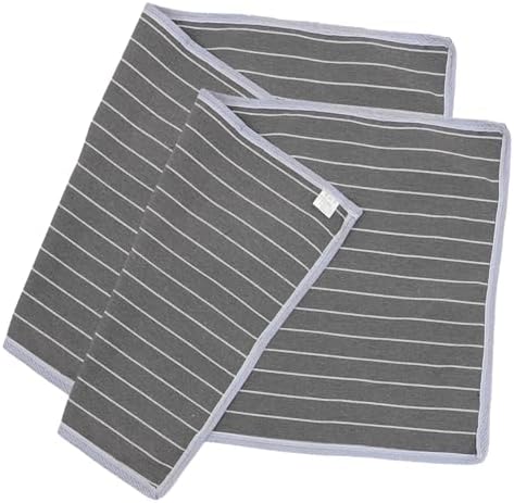 GRIRIW 2pcs Sweat Absorbing Pillow Towel with Skid Design Gray Stripe