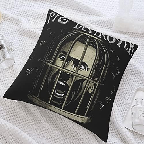 AMIOUDR Throw Pillow Covers Pig Singer Destroyer 18x18 Square Pillowcase