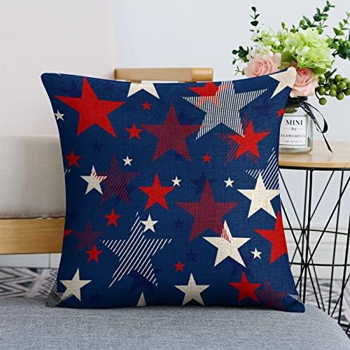 JOJOART USA Flag Linen Throw Pillow Covers Set of 2