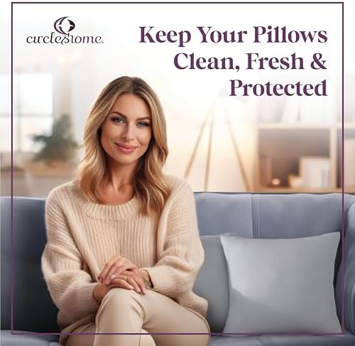 Circles Home Cotton Pillow Protector Light Grey 22x22 2 Pack