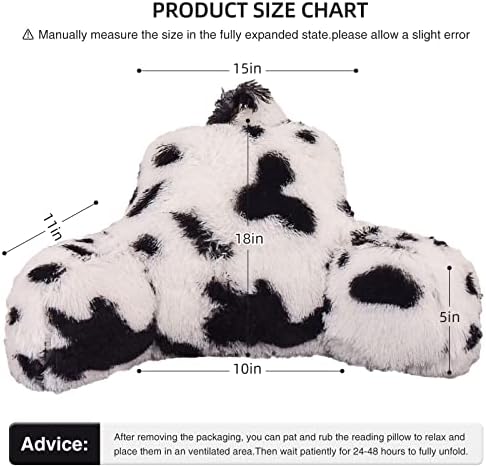 Meeting Story Cow Print Plush Reading Pillow with Arms