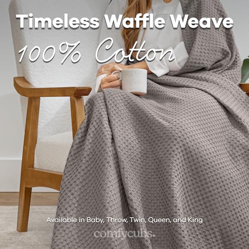 Comfy Cubs Waffle Weave Throw Blanket - Charcoal 50 X 60