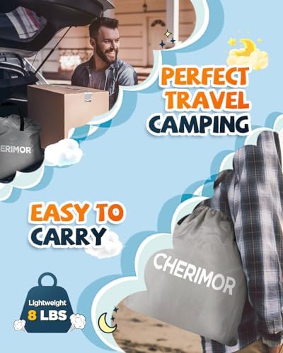 CHERIMOR Toddler Air Mattress with Electric Pump Safety Sides Carry Bag