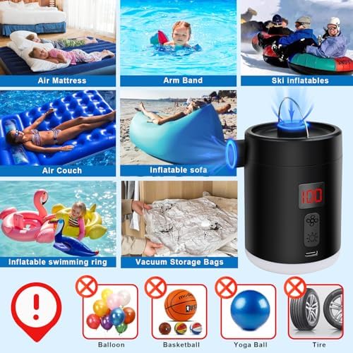 2024 Portable Air Pump with LED Lantern 8oz Camping Inflator