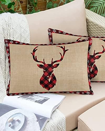 Waterproof Pillow Protector 2 Pack - Black Red Buffalo Plaid