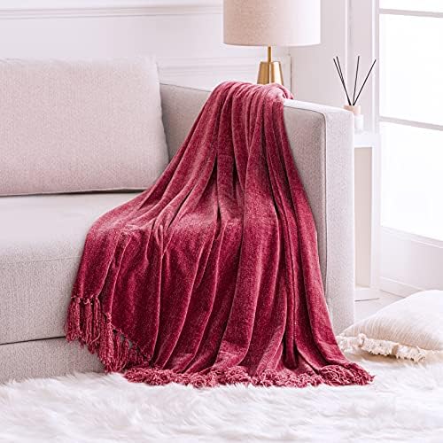 FRESHMINT Fluffy Throw Blanket Wine Red 60x50