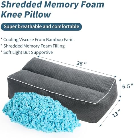 HOMBYS Shredded Memory Foam Leg Pillow for Side Sleepers Grey