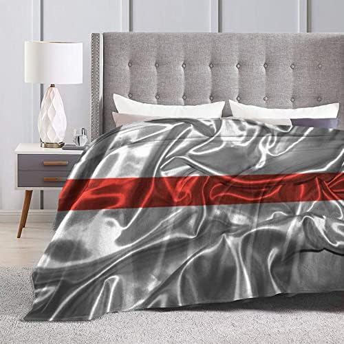ZKLCRYTR Silk Style Thin Red Line Flag Throw Blanket