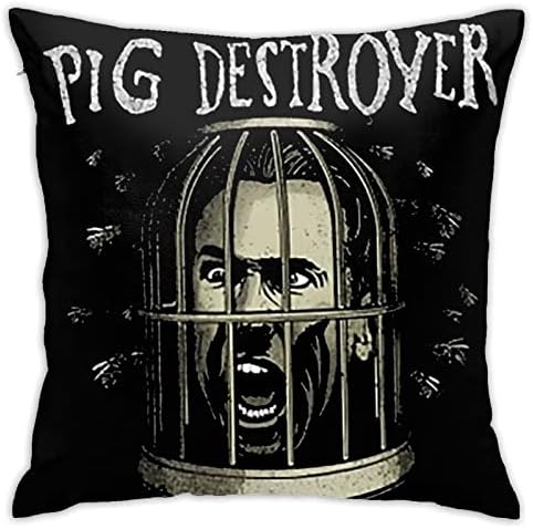 AMIOUDR Throw Pillow Covers Pig Singer Destroyer 18x18 Square Pillowcase