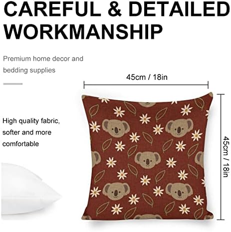 Flower Koala Face Linen Throw Pillow Covers Set of 2