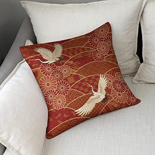 JOJOART Japanese Traditional Cranes Throw Pillow Covers Set of 2