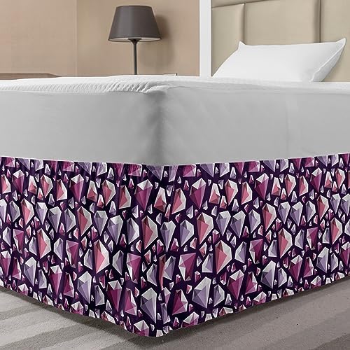 Ambesonne Diamonds Elastic Bed Skirt Pastel Crystal Gem Pattern